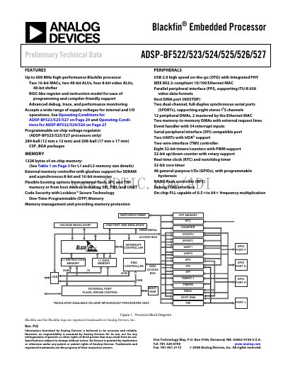 Analog Devices ADSP-BF522/523/524/525/526/527 Handbook - cover page