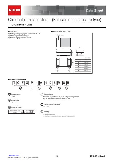 ROHM TCFG Series P Case Datasheet - cover page