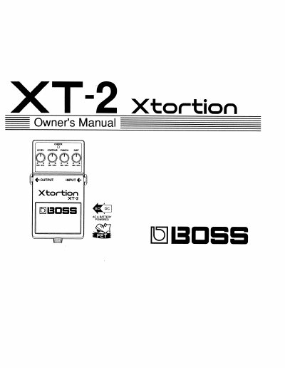 BOSS XT-2 Xtortion Owner's Manual - cover page