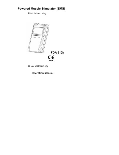 Powered GM320E(C) Muscle Stimulator Operation Manual - cover page