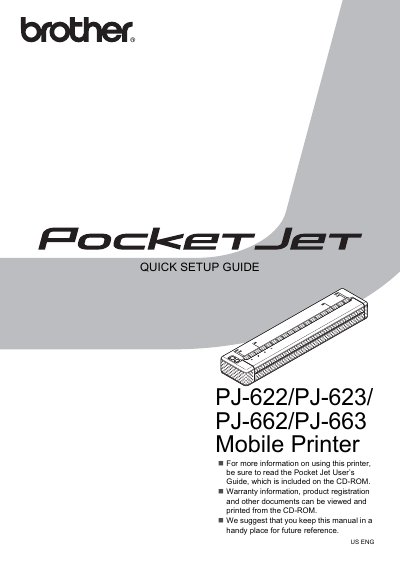 Brother PJ-622/PJ-623/PJ-662/PJ-663 Mobile Printer Quick Setup Guide - cover page