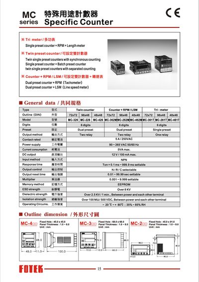 MC Series Specific Counter User Manual - cover page