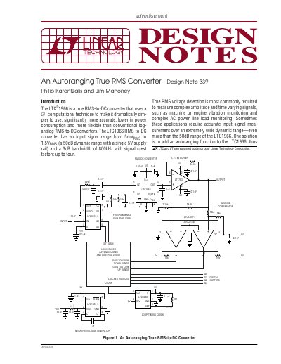 Linear Technology LTC1966 Autoranging True RMS Converter Design Note 339