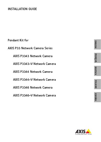 Axis P33 Series Pendant Kit Installation Guide - cover page