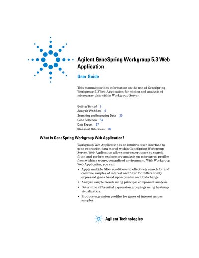 Agilent GeneSpring Workgroup 5.3 Web Application User Guide