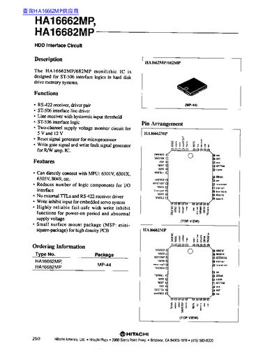 Hitachi HA16662MP/HA16682MP Datasheet - cover page
