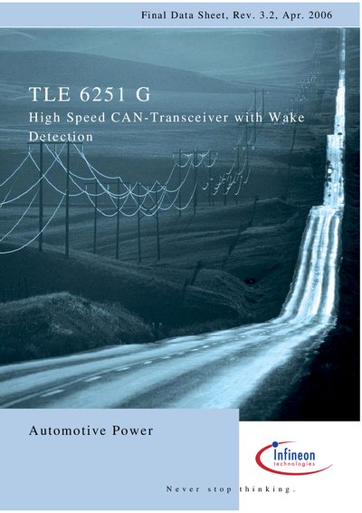 Infineon TLE6251G High Speed CAN Transceiver with Wake Detection Datasheet - cover page
