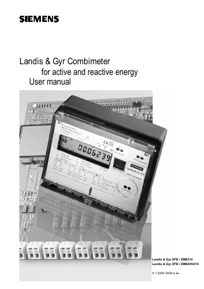 Landis & Gyr ZFB/ZMB310/ZMB405/410 Combimeter User Manual - cover page