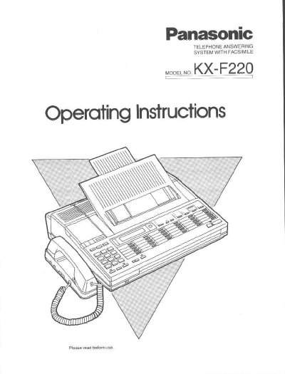 Panasonic KX-F220 Telephone Answering System with Facsimile Operating Instructions - cover page