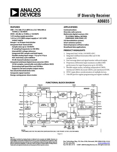 Analog Devices AD6655 Product Handbook Rev A - cover page