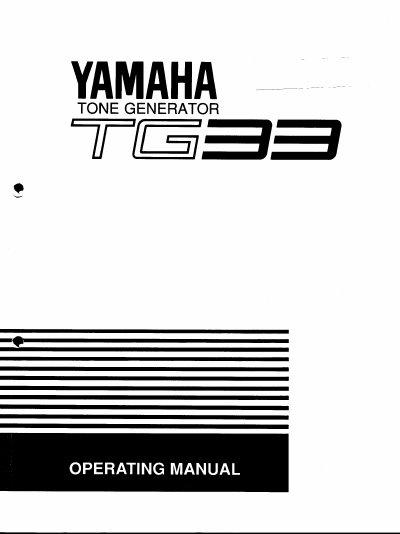 Yamaha TG33 Tone Generator Operating Manual - cover page