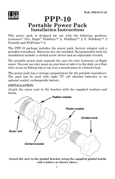 LEI PPP-10 Portable Power Pack Installation Instructions - cover page