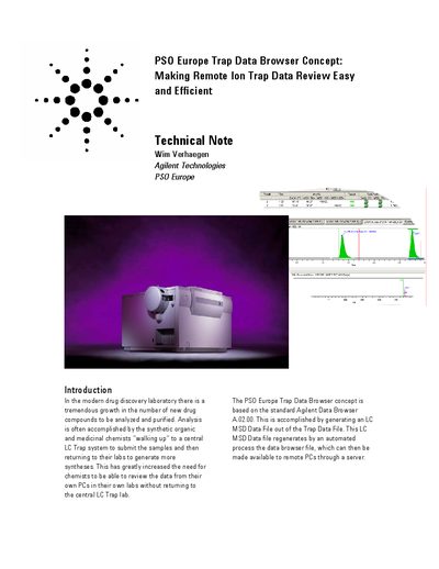Agilent PSO Europe Trap Data Browser Technical Note - cover page