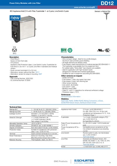 SCHURTER DD12 Datasheet - cover page