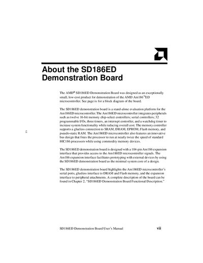 AMD SD186ED Demonstration Board User's Manual - cover page