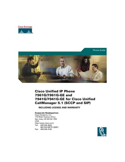 Cisco 7961G/7961G-GE and 7941G/7941G-GE IP Phone User Manual - cover page