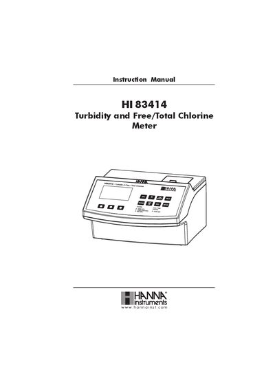 Hanna Instruments HI 83414 Turbidity and Free/Total Chlorine Meter Instruction Manual - cover page
