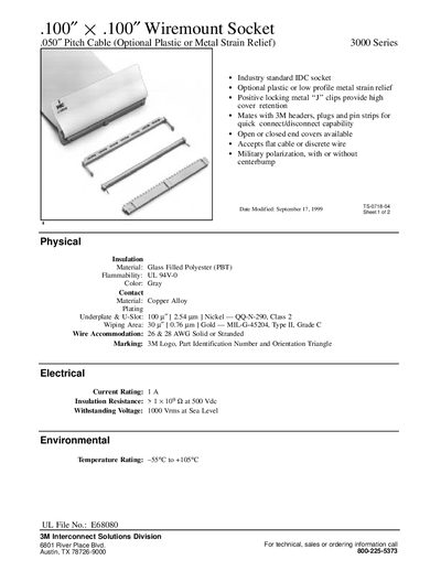 3M - 3M Interconnect Solutions Division 6801 River Place Blvd. Austin TX 78726-9000 For technical sales - cover page