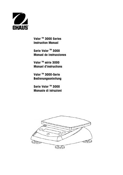 Ohaus Valor 3000 Series Scales Instruction Manual