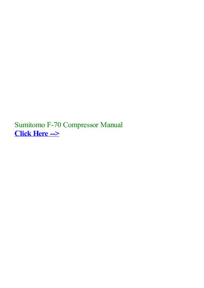 Sumitomo F-70 Helium Compressor Operating Manual - cover page