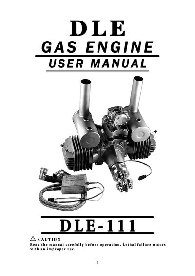 DLE-111 Gas Engine User Manual - cover page