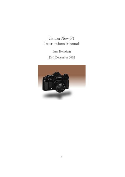 Canon New F-1 Camera User Manual - cover page