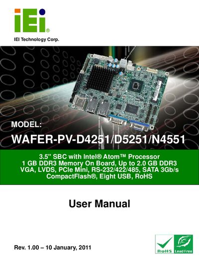 IEI WAFER-PV-D4251/D5251/N4551 SBC User Manual