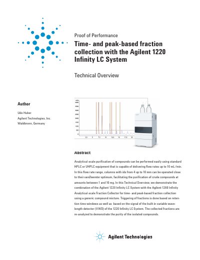 Agilent Time- peak-based fraction collection with the Agilent 1220 Infinity LC System Manual