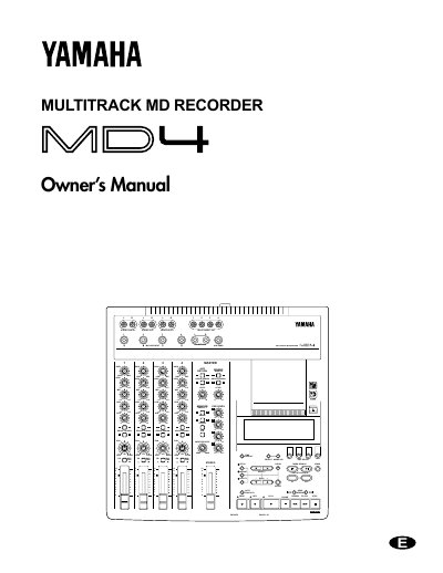 Yamaha MD4 Multitrack Recorder Owner's Manual