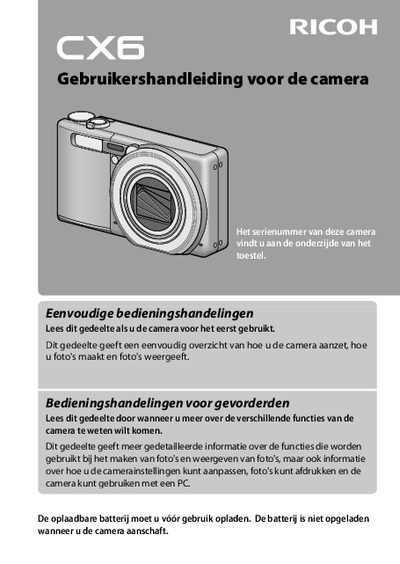 Ricoh CX6 Camera User Guide - cover page