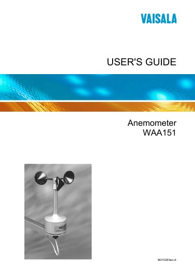 Vaisala WAA151 User Guide - cover page