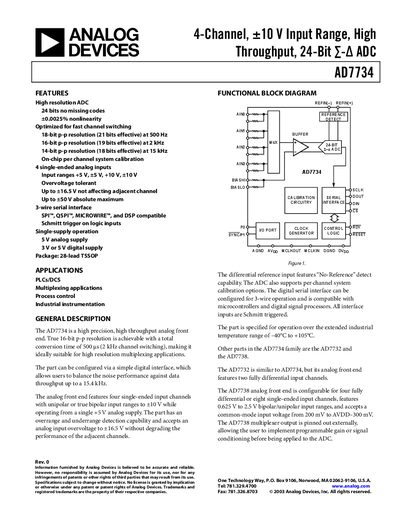 Analog Devices AD7734 Datasheet