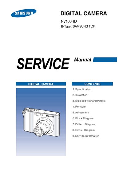 Samsung TL34NV100HD Digital Camera Service Manual - cover page