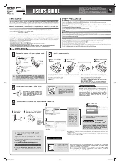 Brother PT-2430PC P-touch Labeler User's Guide - cover page