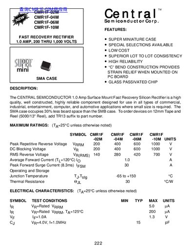 Central CMR1F-02M CMR1F-04M CMR1F-06M CMR1F-10M handbook - cover page