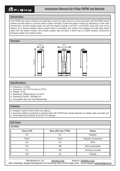 FrSky FWTM Lite Module User Manual - cover page