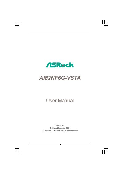 ASRock AM2NF6G-VSTA Motherboard User Manual - cover page