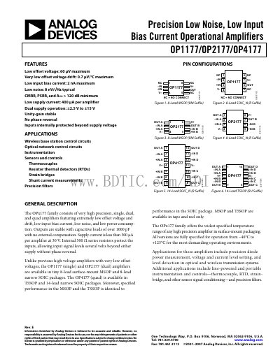Analog Devices OP1177/OP2177/OP4177 Operational Amplifier Handbook - cover page