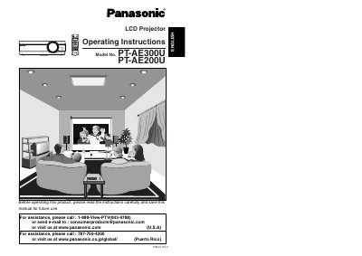 Panasonic PT-AE300U LCD Projector Operating Instructions - cover page