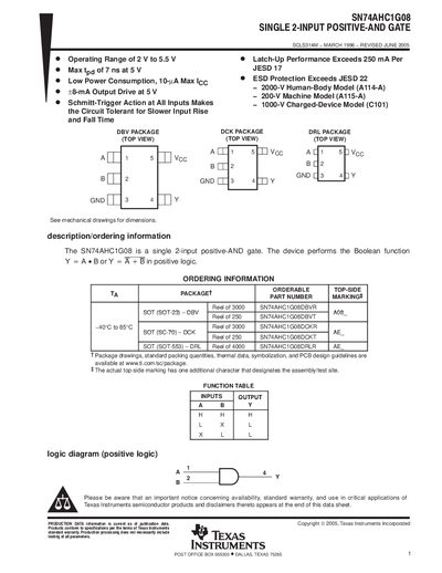Texas Instruments SN74AHC1G08 Datasheet - cover page
