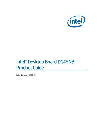 Intel DG43NB Desktop Board Product Guide - cover page