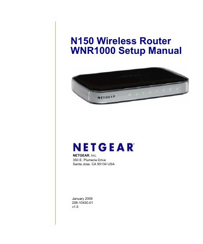 NETGEAR WNR1000 N150 Wireless Router Setup Manual