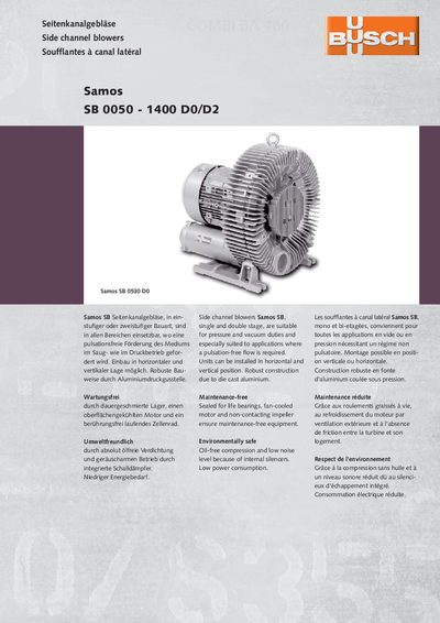 Busch SB 0050-1400 D0/D2 technology data - cover page