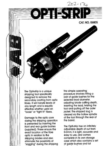 Opti-strip Stripping Tool User Manual - cover page