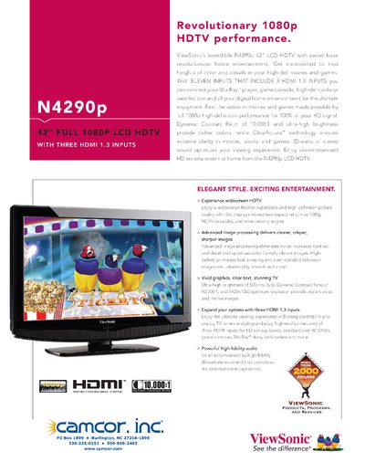 ViewSonic N4290p 42" LCD HDTV User Manual - cover page