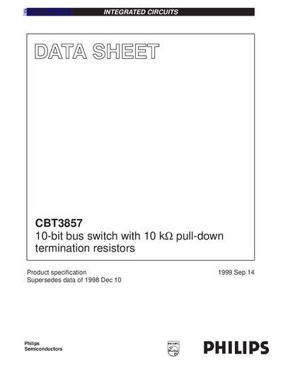 Philips Semiconductors CBT3857 10-bit Bus Switch Datasheet - cover page