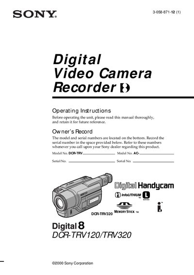 Sony DCR-TRV120/DCR-TRV320 Camcorder Operating Instructions - cover page
