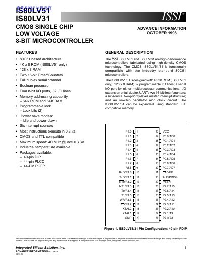 ISSI IS80LV51/IS80LV31 handbook - cover page