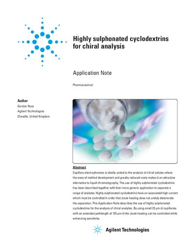 Agilent Application Note: Highly Sulphonated Cyclodextrins for Chiral Analysis - cover page