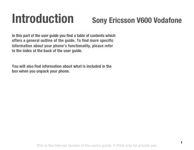 Sony Ericsson V600 User Manual - cover page